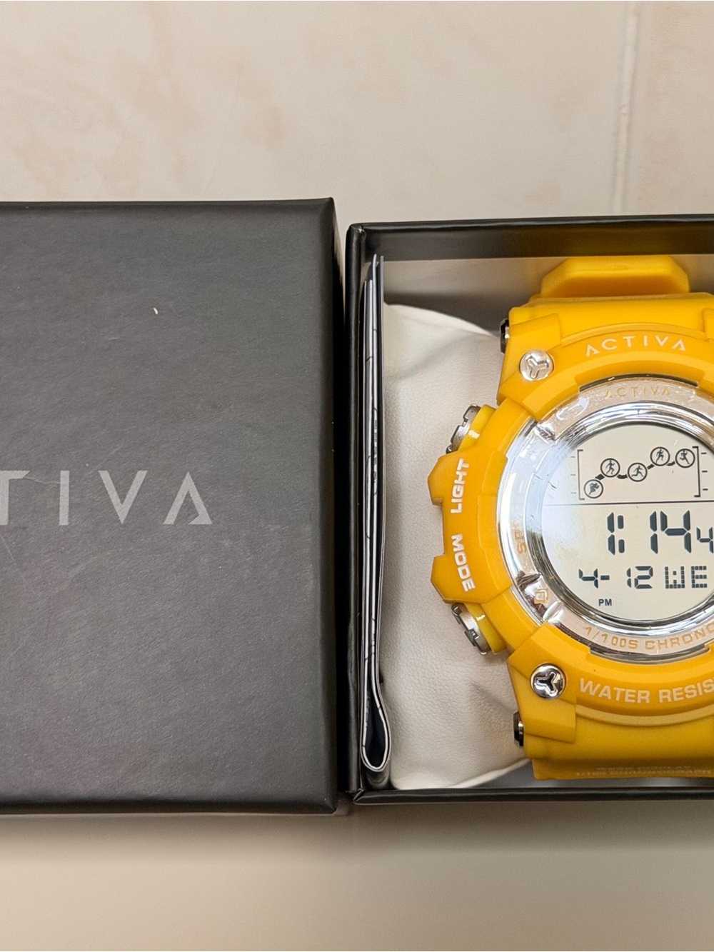 Ativa Bright Yellow Digital Sports Watch with Resin Band